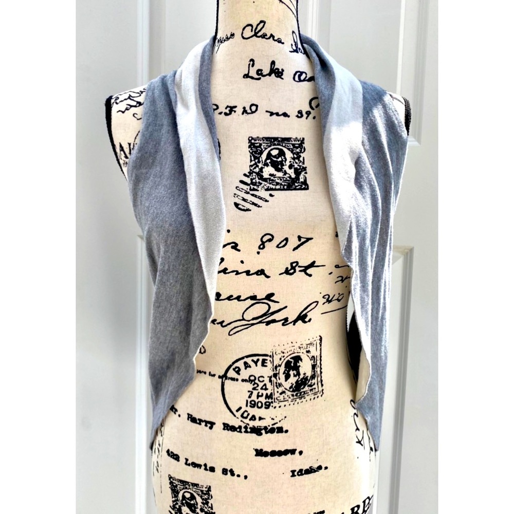 NWOT Lucky Brand Open Front Gray & White Cardigan